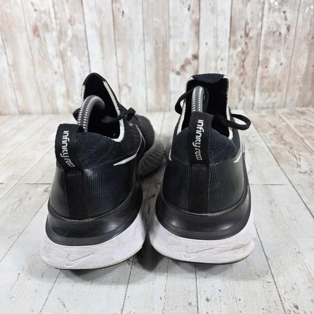 Nike React Infinity Run Flyknit Womens 10.5 Black White Running Shoes CD4372-002
